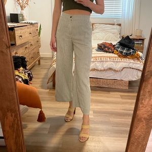 Striped wide leg high rise pants